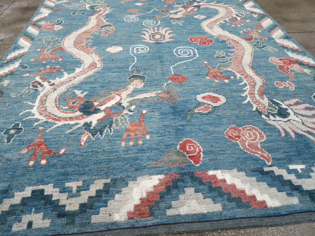 Modern East Turkestan Dragon Khotan Pictorial Room Size Carpet, No.32397 - Gsblank