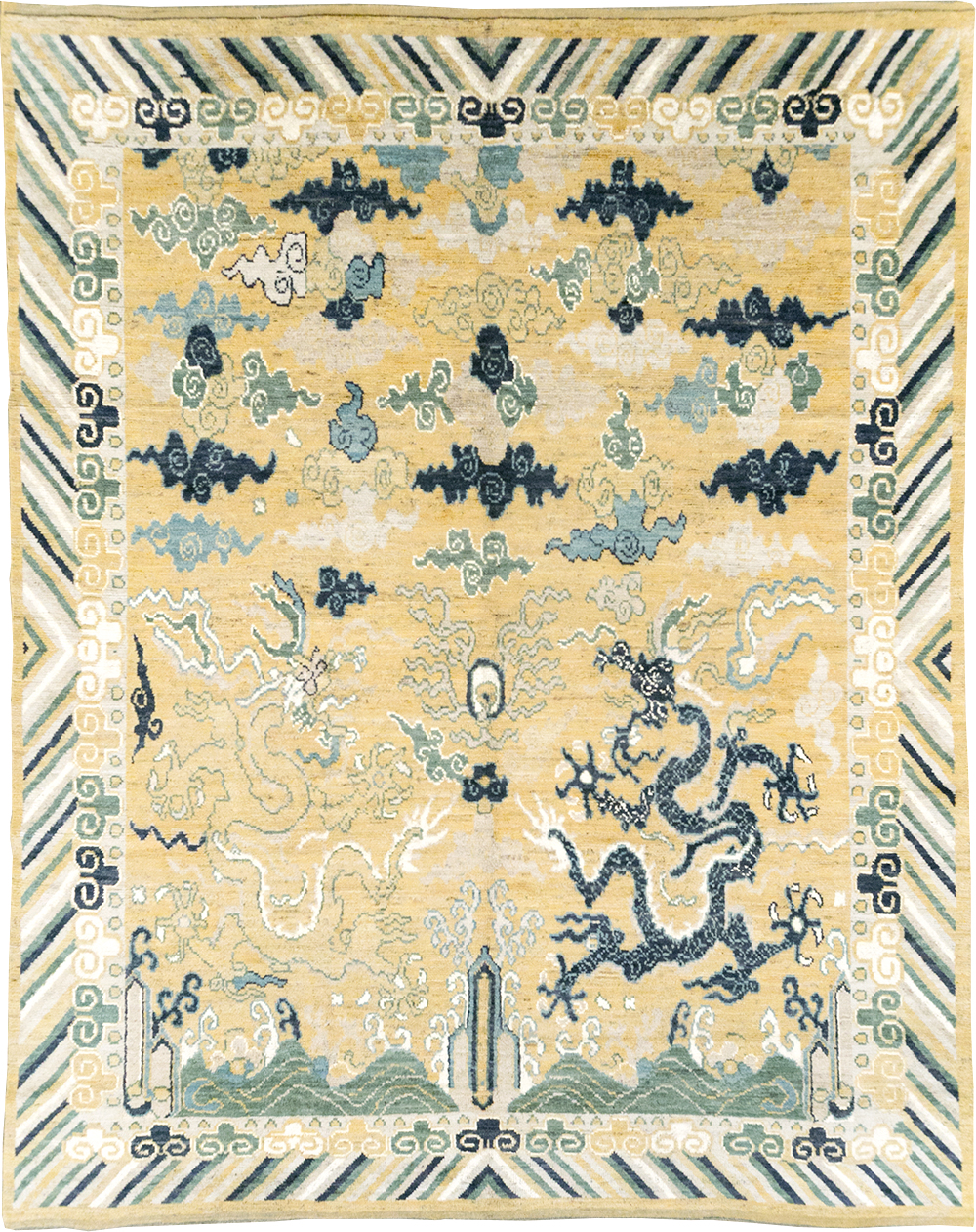 Modern East Turkestan Dragon Pictorial Khotan Room Size Carpet, No.32398 - Gsblank