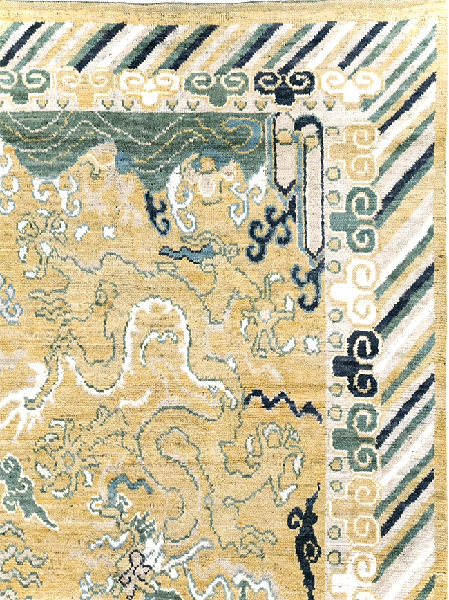 Modern East Turkestan Dragon Pictorial Khotan Room Size Carpet, No.32398 - Gsblank