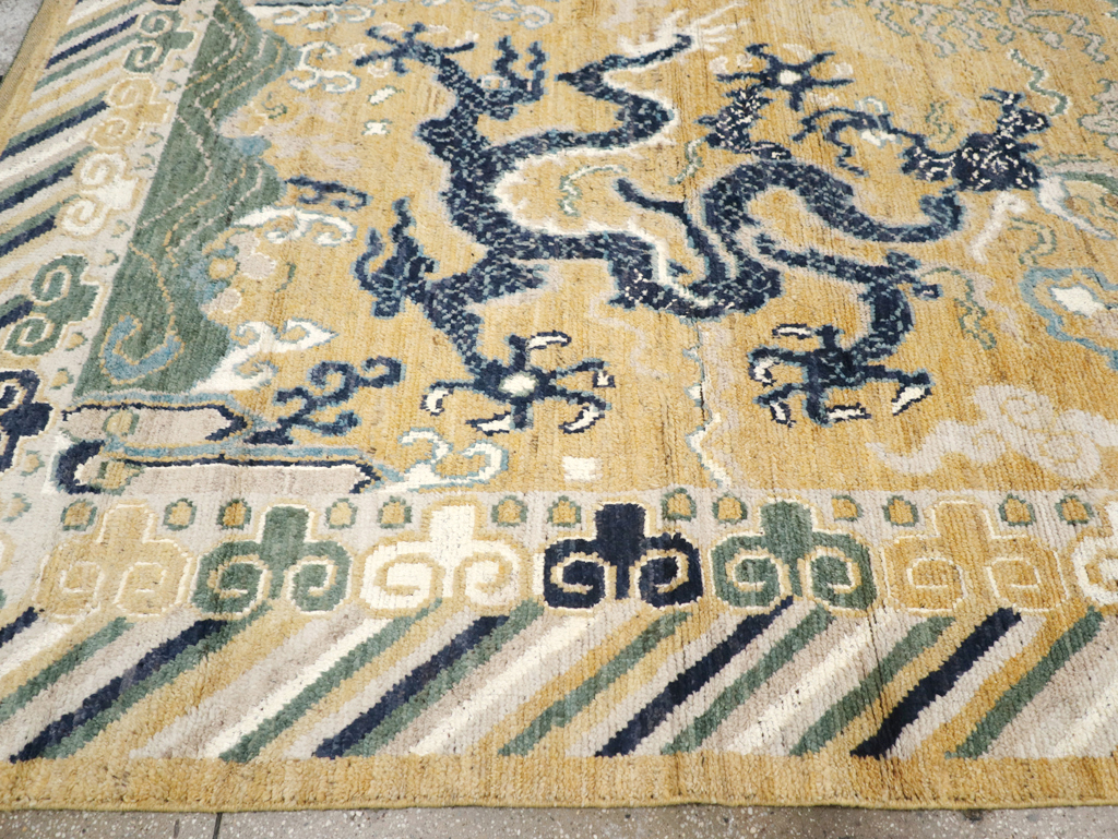 Modern East Turkestan Dragon Pictorial Khotan Room Size Carpet, No.32398 - Gsblank