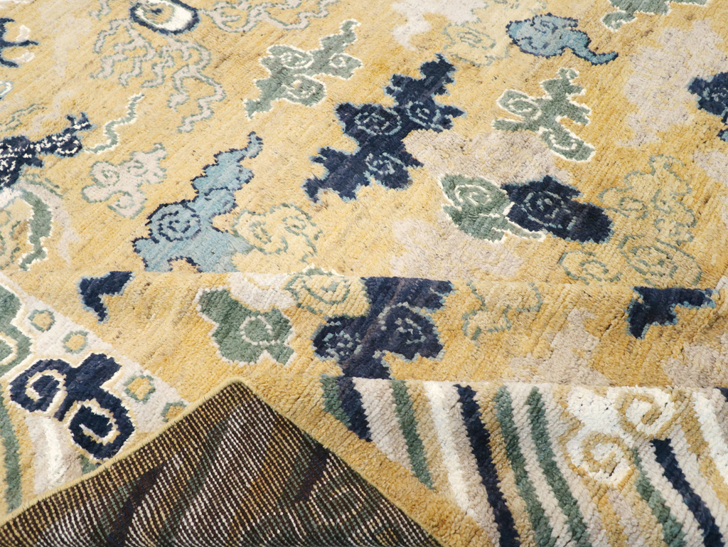 Modern East Turkestan Dragon Pictorial Khotan Room Size Carpet, No.32398 - Gsblank