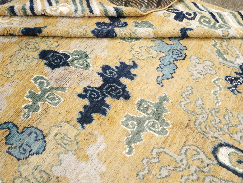 Modern East Turkestan Dragon Pictorial Khotan Room Size Carpet, No.32398 - Gsblank