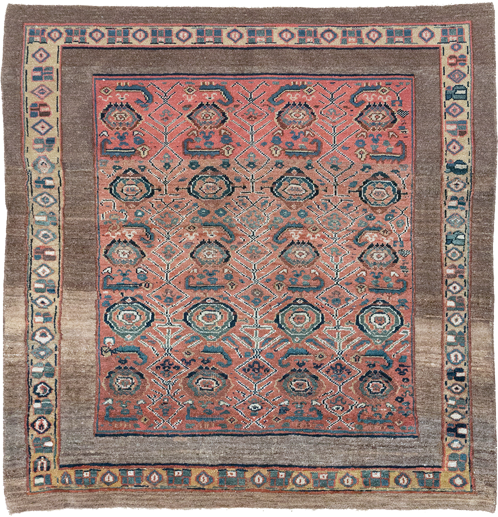 Antique Persian Serab Square Accent Rug, No.32399 - Gsblank