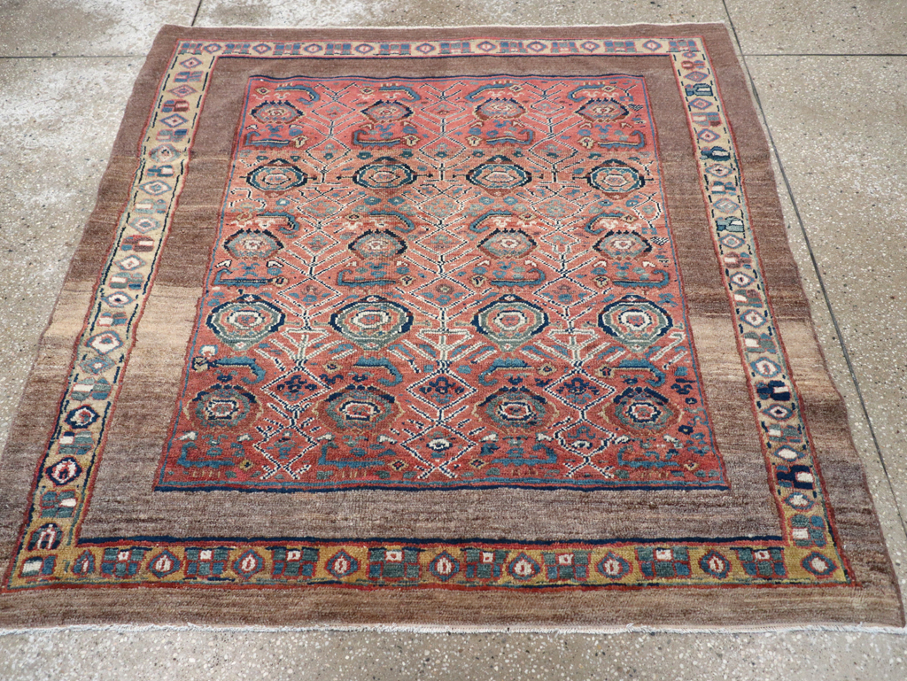 Antique Persian Serab Square Accent Rug, No.32399 - Gsblank