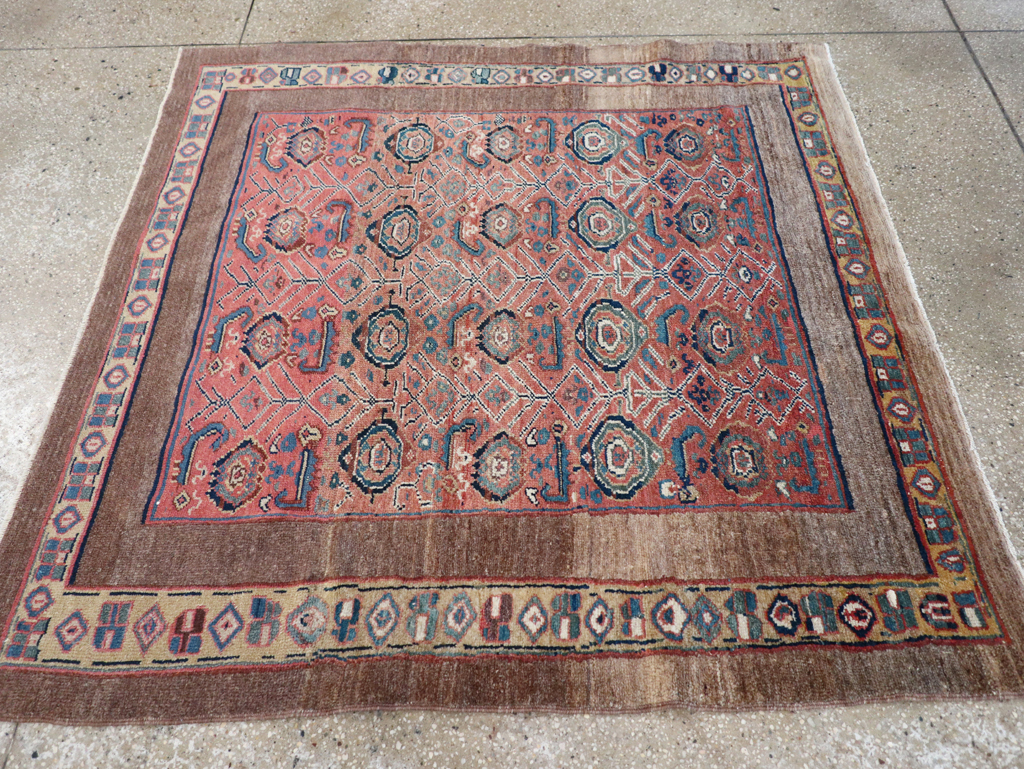 Antique Persian Serab Square Accent Rug, No.32399 - Gsblank