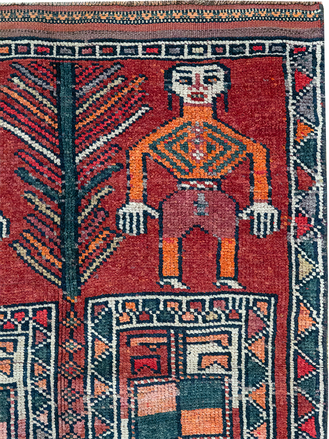 Vintage Turkish Anatolian Pictorial Runner, No.32408 - Gsblank