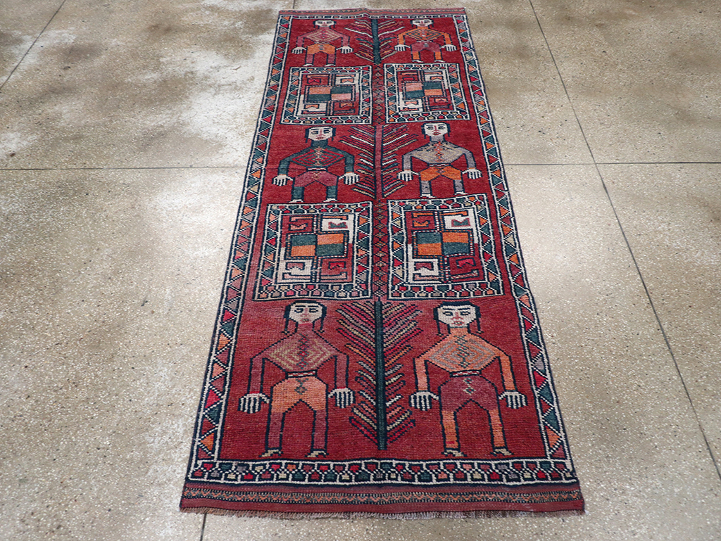 Vintage Turkish Anatolian Pictorial Runner, No.32408 - Gsblank