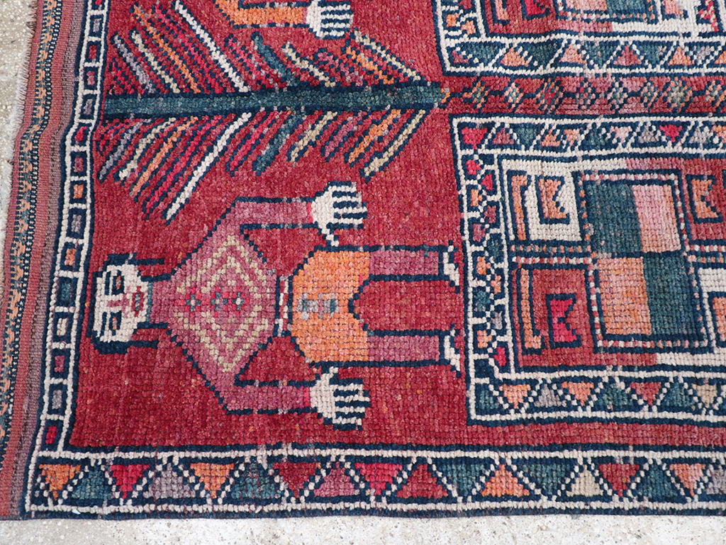 Vintage Turkish Anatolian Pictorial Runner, No.32408 - Gsblank