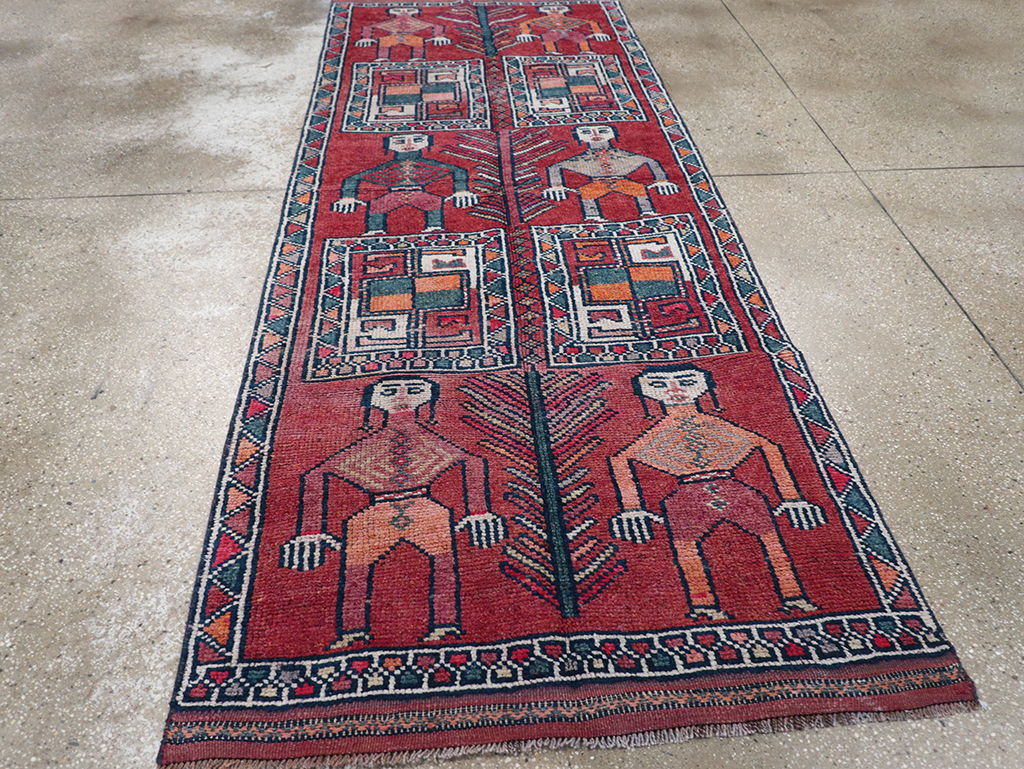 Vintage Turkish Anatolian Pictorial Runner, No.32408 - Gsblank