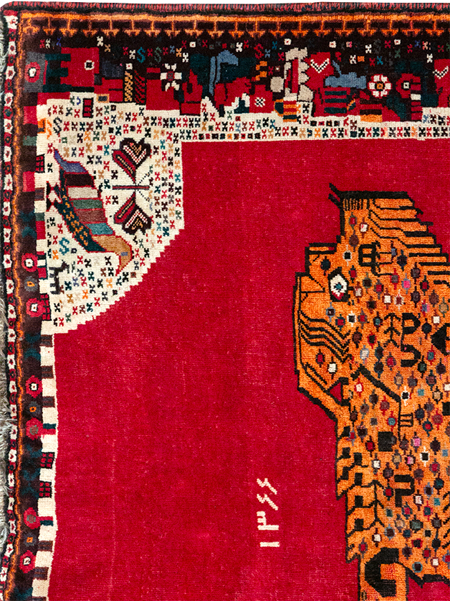 Vintage Persian Gabbeh Pictorial Accent Rug, No.32414 - Gsblank