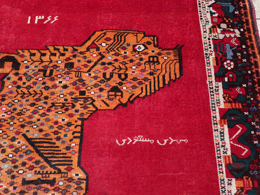 Vintage Persian Gabbeh Pictorial Accent Rug, No.32414 - Gsblank