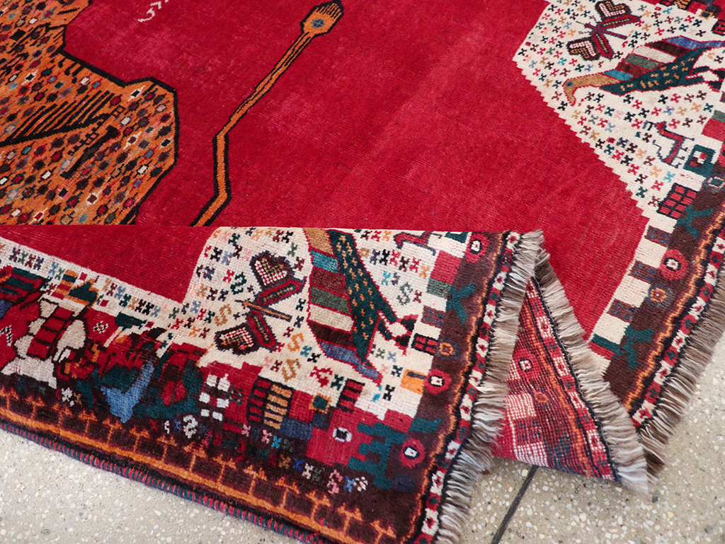 Vintage Persian Gabbeh Pictorial Accent Rug, No.32414 - Gsblank