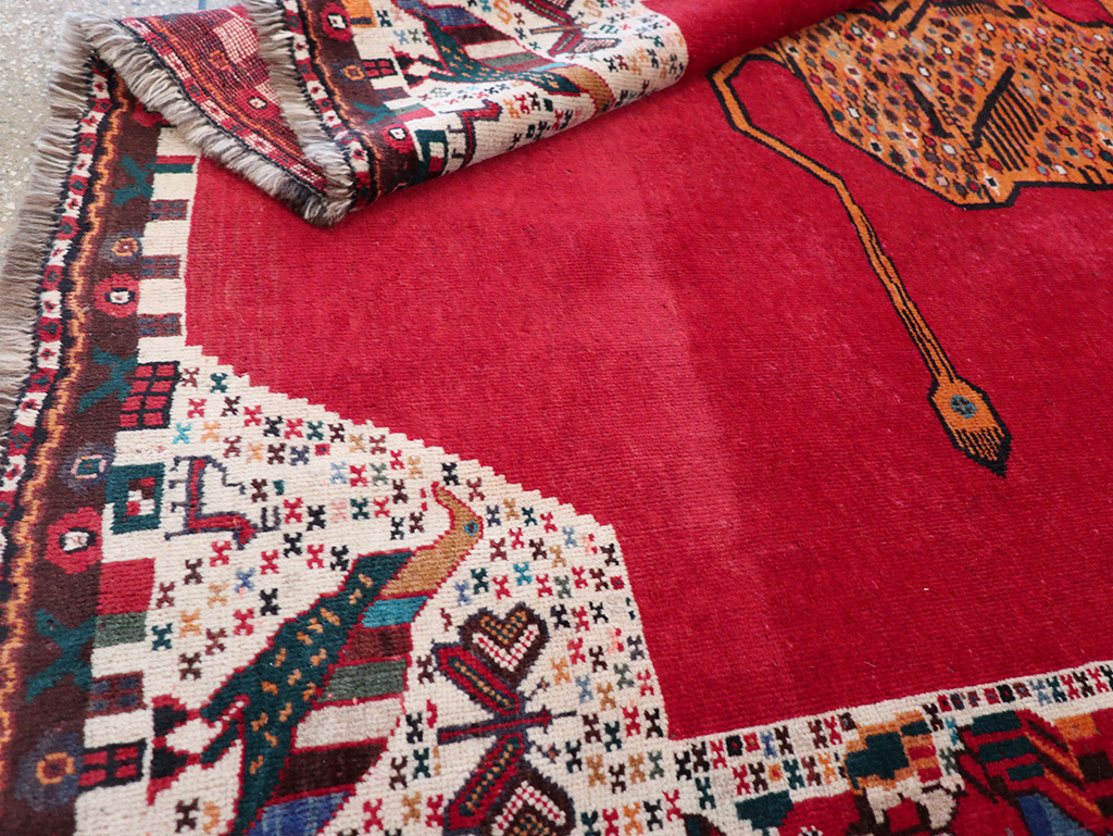 Vintage Persian Gabbeh Pictorial Accent Rug, No.32414 - Gsblank