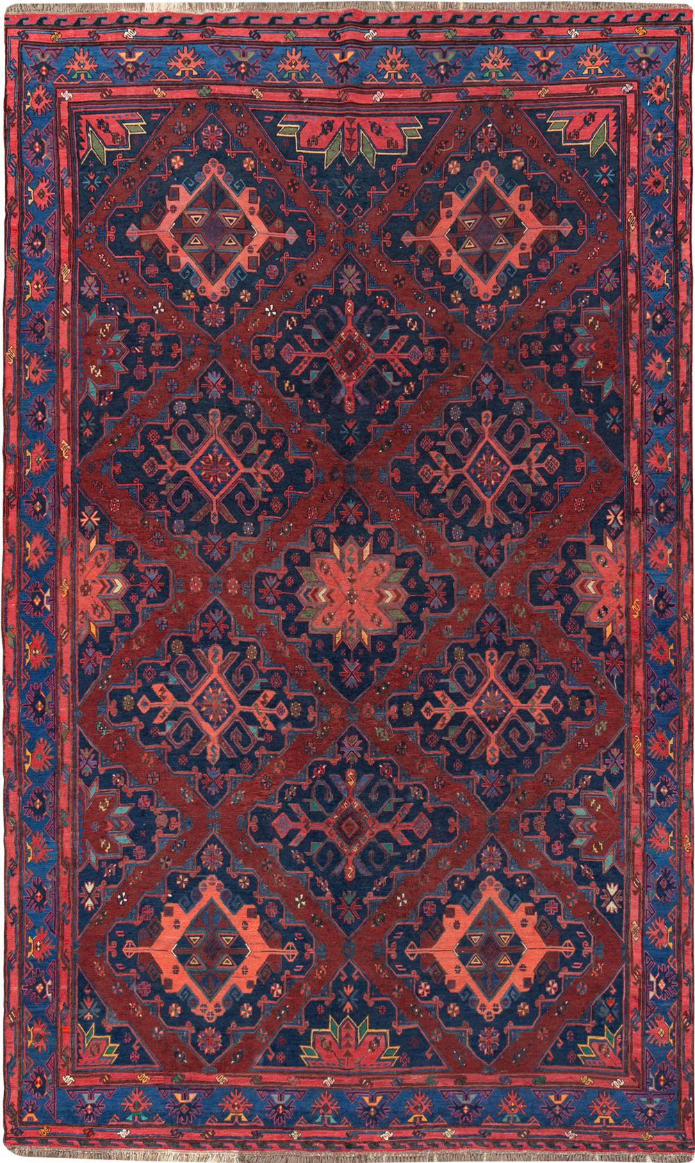 Vintage Central Asian Soumak Gallery Carpet, No.32416 - Gsblank