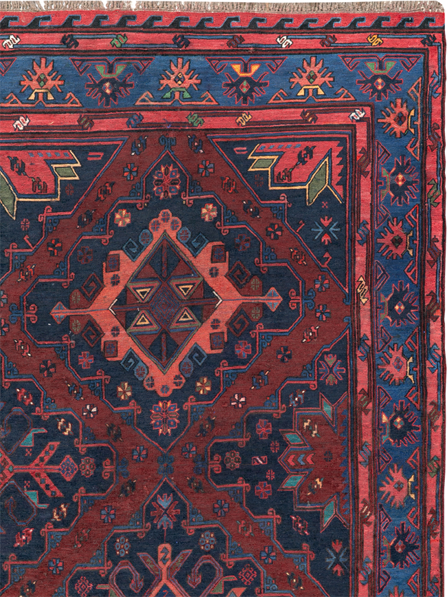 Vintage Central Asian Soumak Gallery Carpet, No.32416 - Gsblank