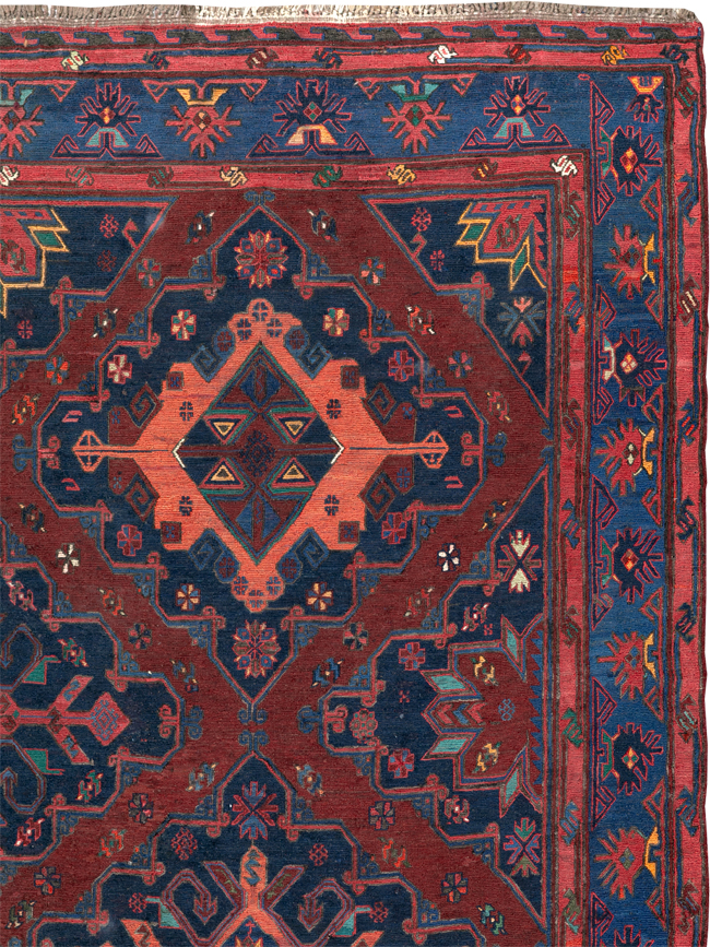 Vintage Central Asian Flatweave Soumak Gallery Carpet, No.32416 - Gsblank