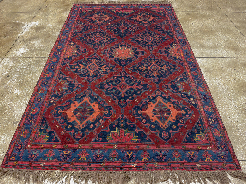 Vintage Central Asian Soumak Gallery Carpet, No.32416 - Gsblank