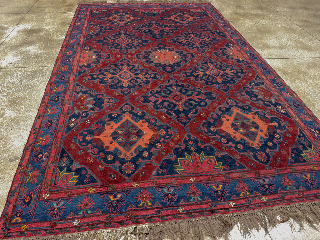 Vintage Central Asian Soumak Gallery Carpet, No.32416 - Gsblank