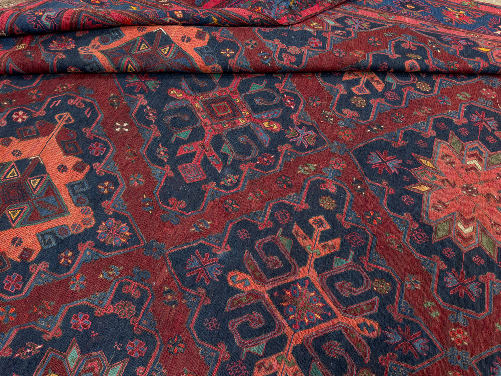 Vintage Central Asian Flatweave Soumak Gallery Carpet, No.32416 - Gsblank