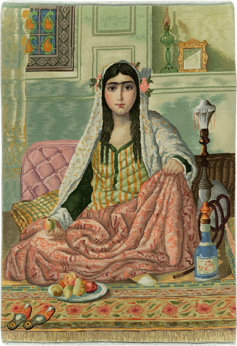 Vintage Persian Tabriz Pictorial Throw Rug, No.32417 - Gsblank