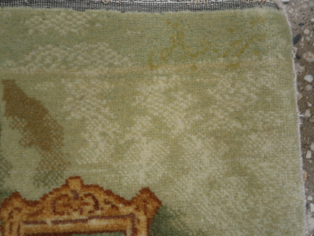 Vintage Persian Tabriz Pictorial Throw Rug (Pair: 1 of 2), No.32417 - Gsblank