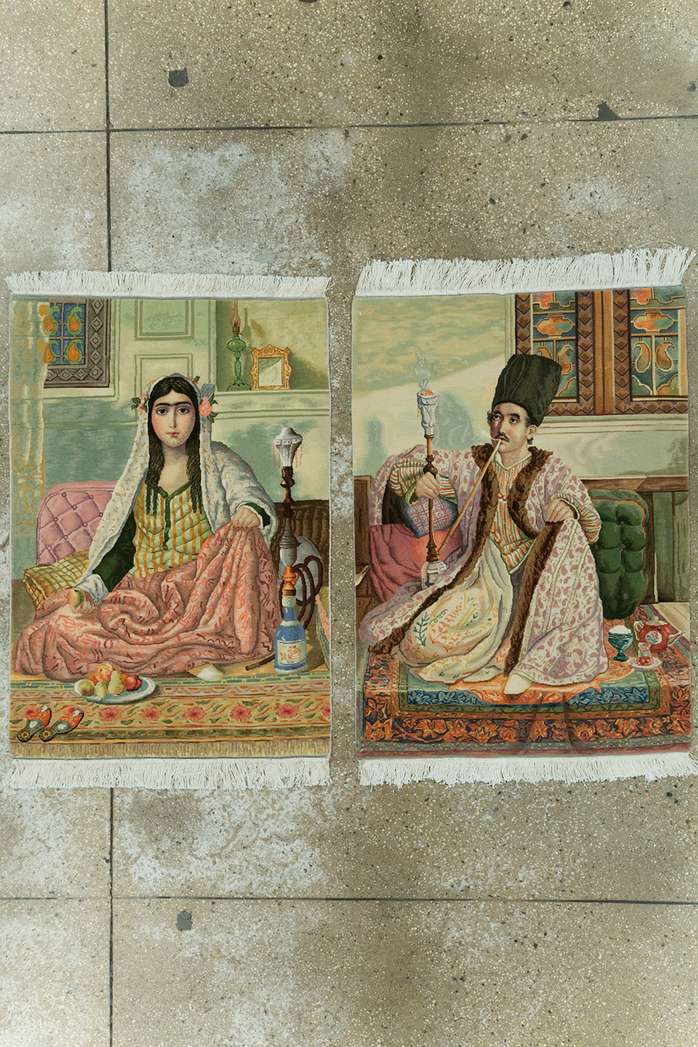 Vintage Persian Tabriz Pictorial Throw Rug (Pair: 2 of 2), No.32418 - Gsblank