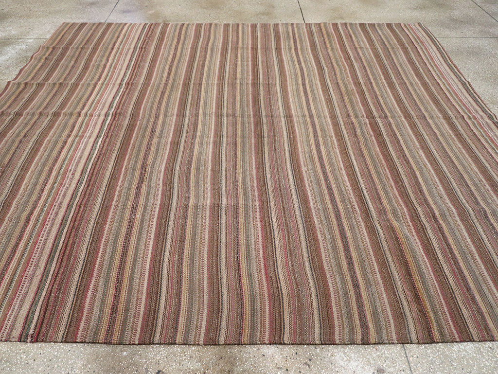 Vintage Persian Flatweave Kilim Room Size Carpet, No.32430 - Gsblank