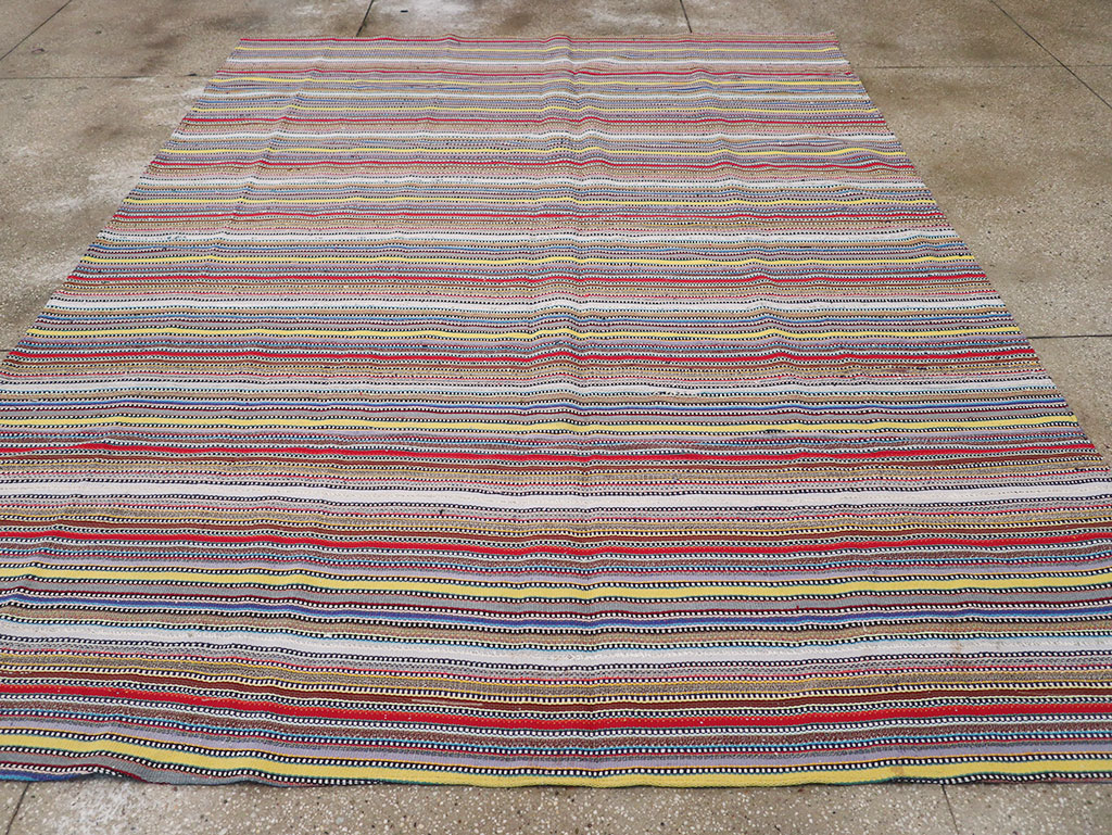Vintage Persian Flatweave Kilim Small Room Size Carpet, No.32441 - Gsblank