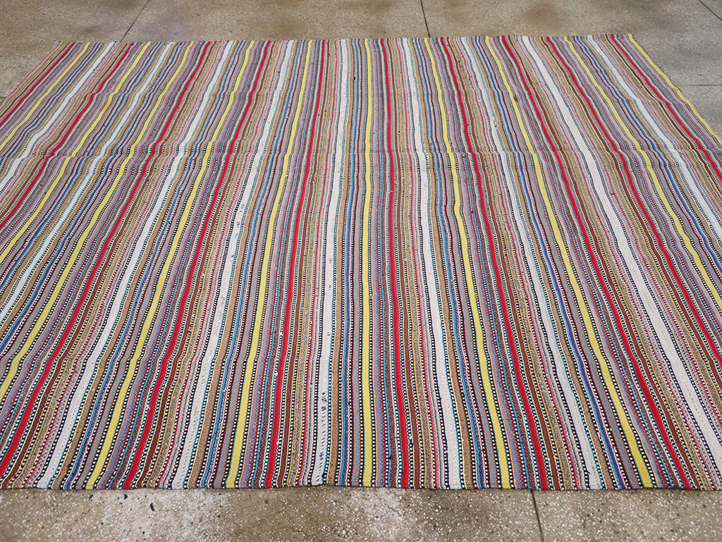 Vintage Persian Flatweave Kilim Small Room Size Carpet, No.32441 - Gsblank