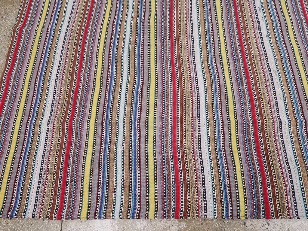 Vintage Persian Flatweave Kilim Small Room Size Carpet, No.32441 - Gsblank