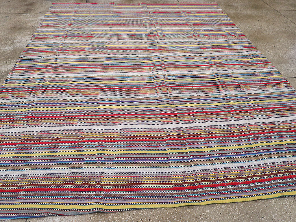 Vintage Persian Flatweave Kilim Small Room Size Carpet, No.32441 - Gsblank