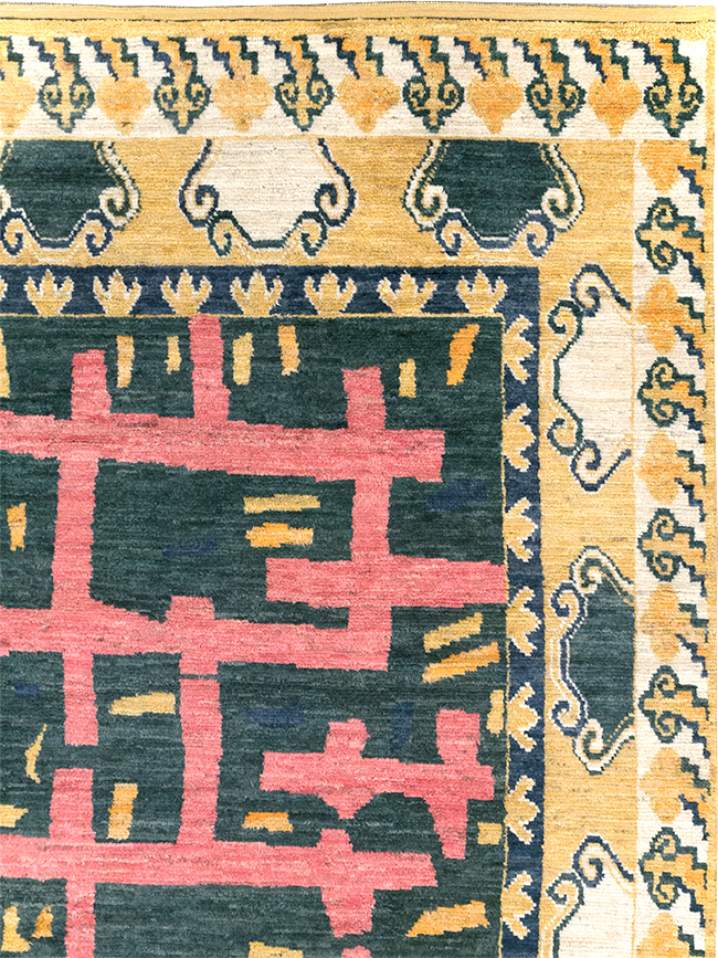 Modern East Turkestan Khotan Room Size Carpet, No.32473 - Gsblank