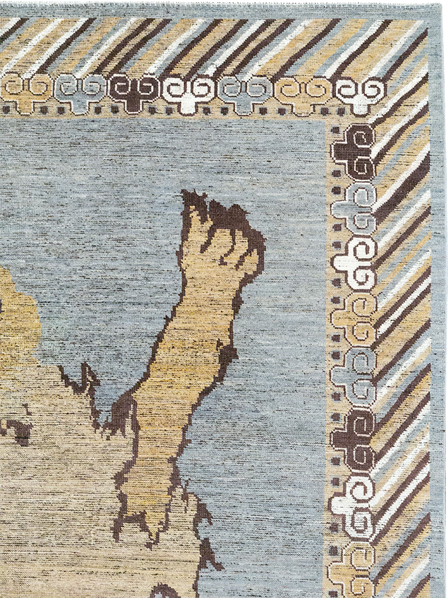 Modern East Turkestan Khotan Pictorial Room Size Carpet, No.32475 - Gsblank