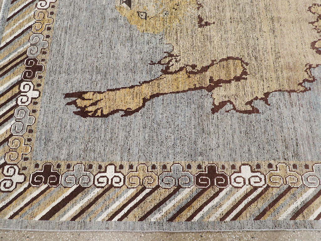 Modern East Turkestan Khotan Pictorial Room Size Carpet, No.32475 - Gsblank