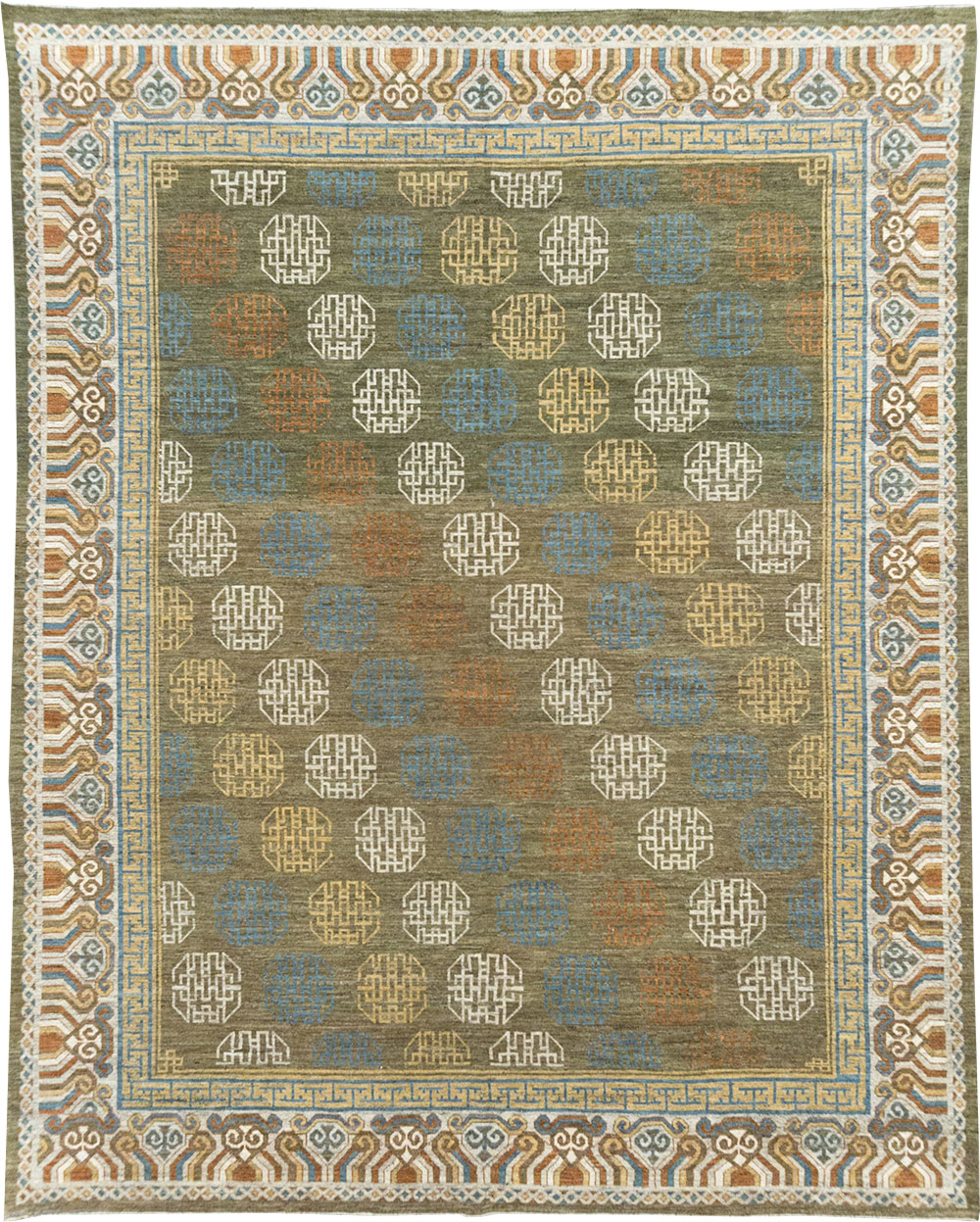 Modern East Turkestan Khotan Room Size Carpet, No.32476 - Gsblank
