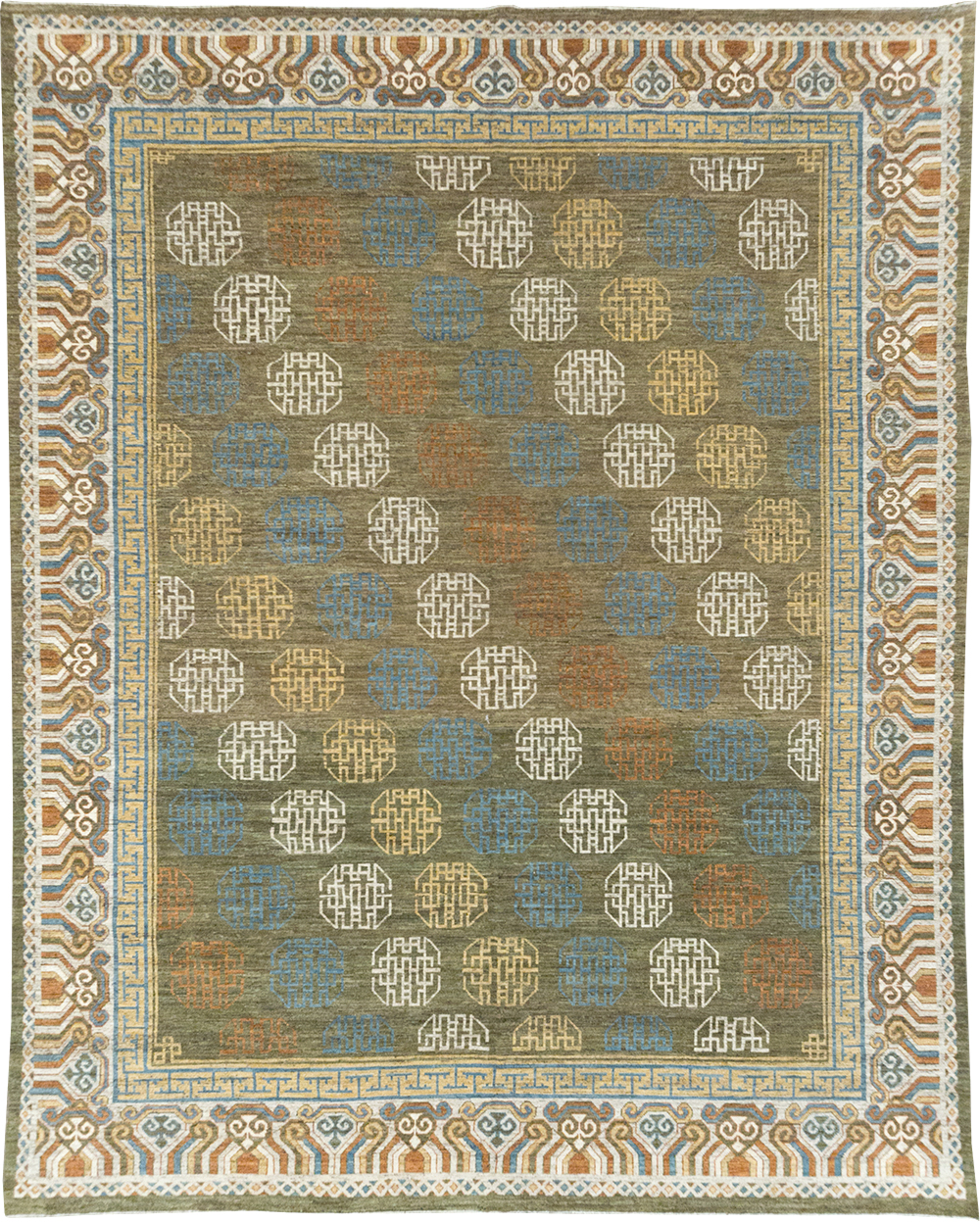 Modern East Turkestan Khotan Room Size Carpet, No.32476 - Gsblank