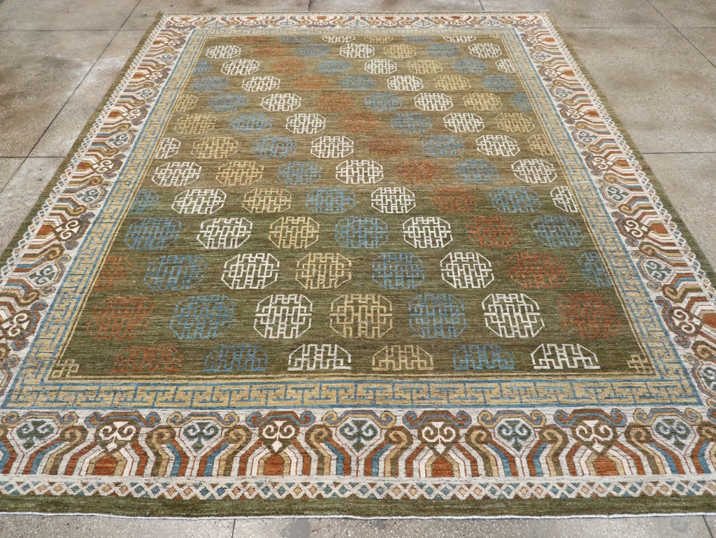 Modern East Turkestan Khotan Room Size Carpet, No.32476 - Gsblank