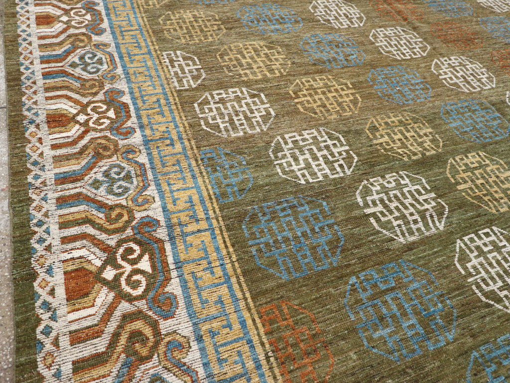 Modern East Turkestan Khotan Room Size Carpet, No.32476 - Gsblank