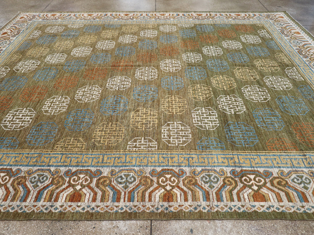 Modern East Turkestan Khotan Room Size Carpet, No.32476 - Gsblank