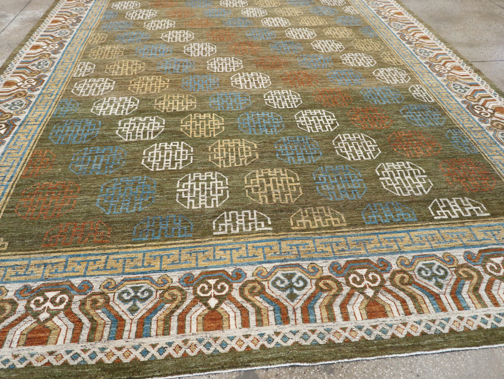 Modern East Turkestan Khotan Room Size Carpet, No.32476 - Gsblank