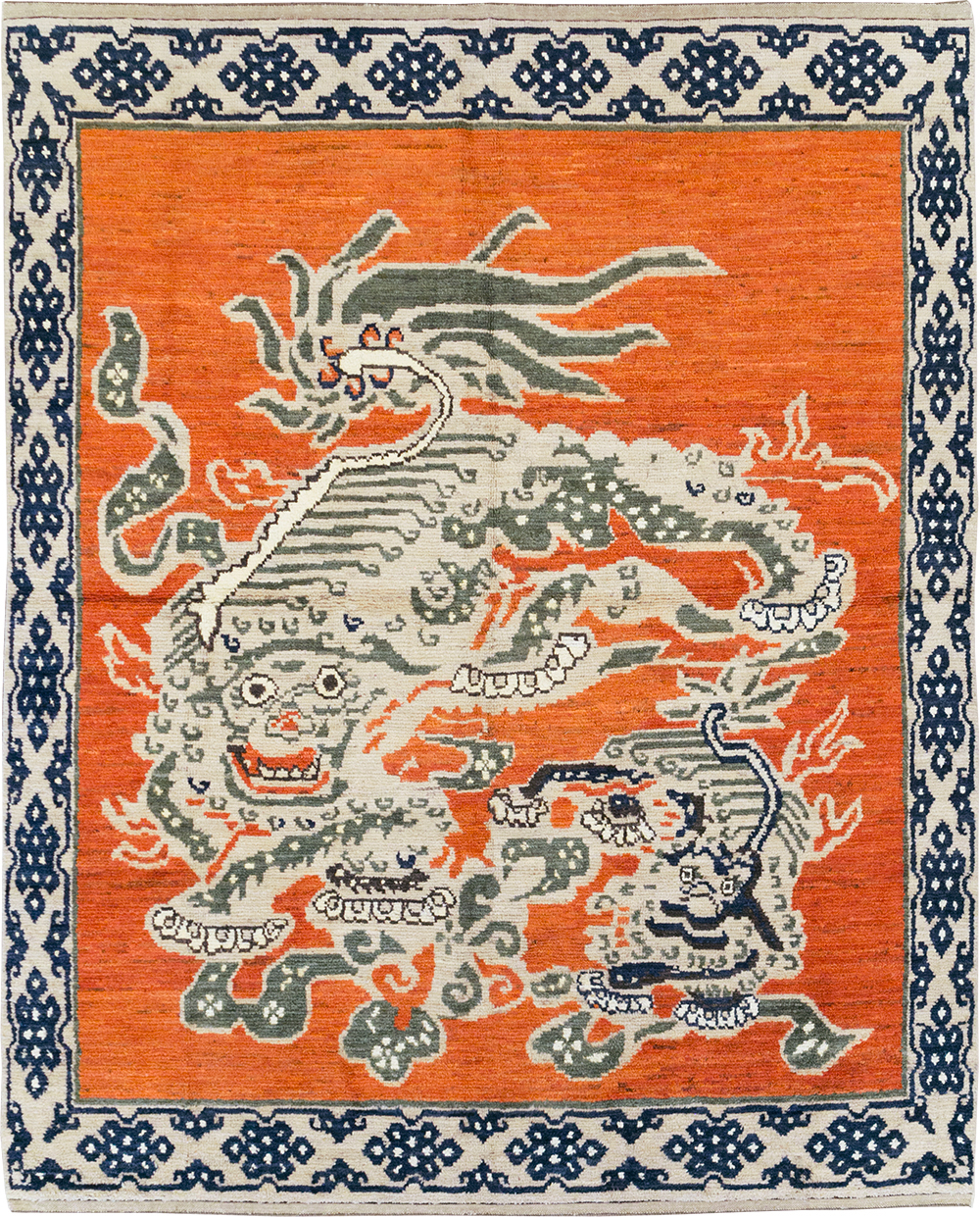 Modern East Turkestan Dragon Khotan Pictorial Small Room Size Carpet, No.32477 - Gsblank