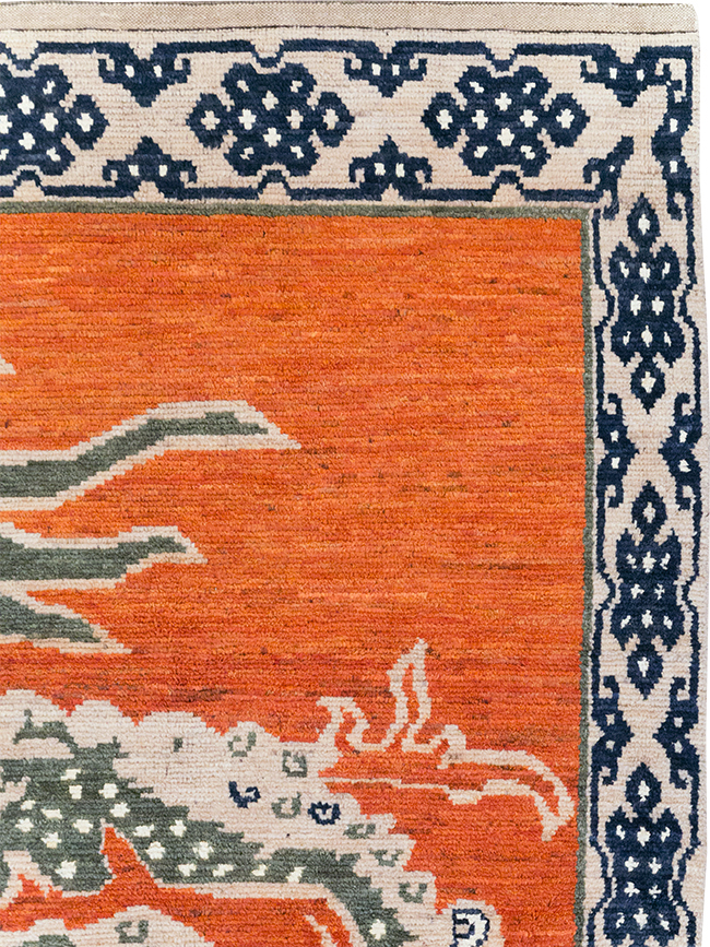 Modern East Turkestan Dragon Khotan Pictorial Small Room Size Carpet, No.32477 - Gsblank