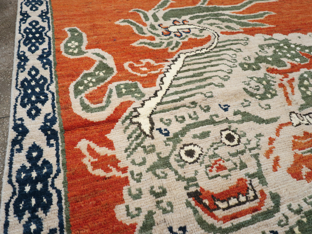 Modern East Turkestan Dragon Khotan Pictorial Small Room Size Carpet, No.32477 - Gsblank