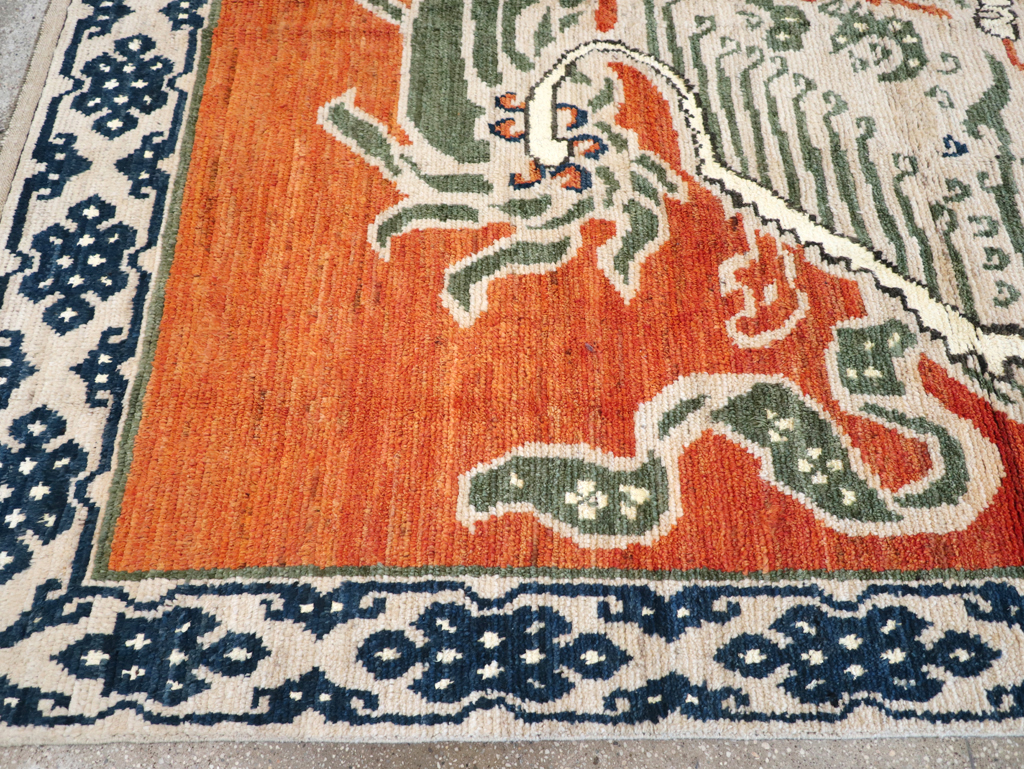 Modern East Turkestan Dragon Khotan Pictorial Small Room Size Carpet, No.32477 - Gsblank