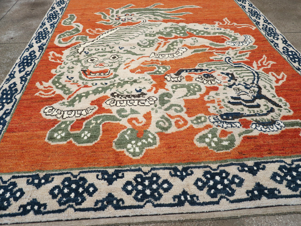 Modern East Turkestan Dragon Khotan Pictorial Small Room Size Carpet, No.32477 - Gsblank