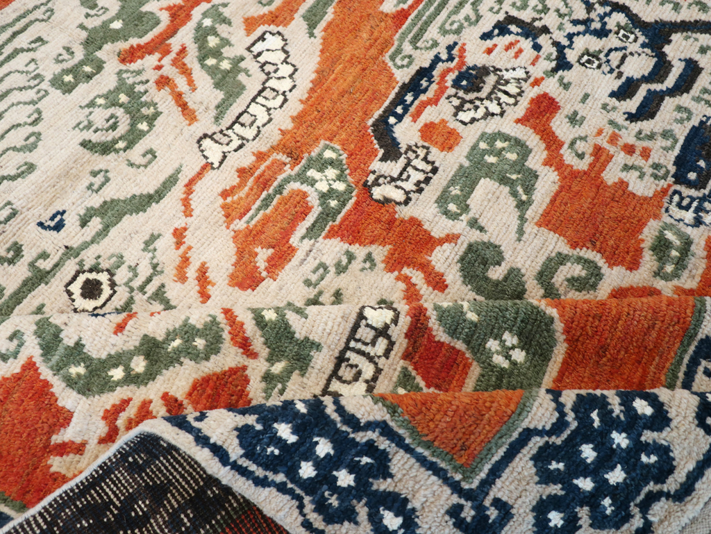 Modern East Turkestan Pictorial Khotan Small Room Size Carpet, No.32477 - Gsblank