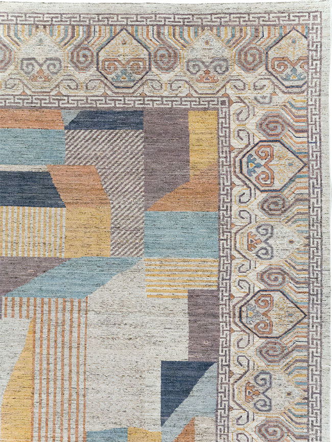 Modern East Turkestan Khotan Room Size Carpet, No.32480 - Gsblank