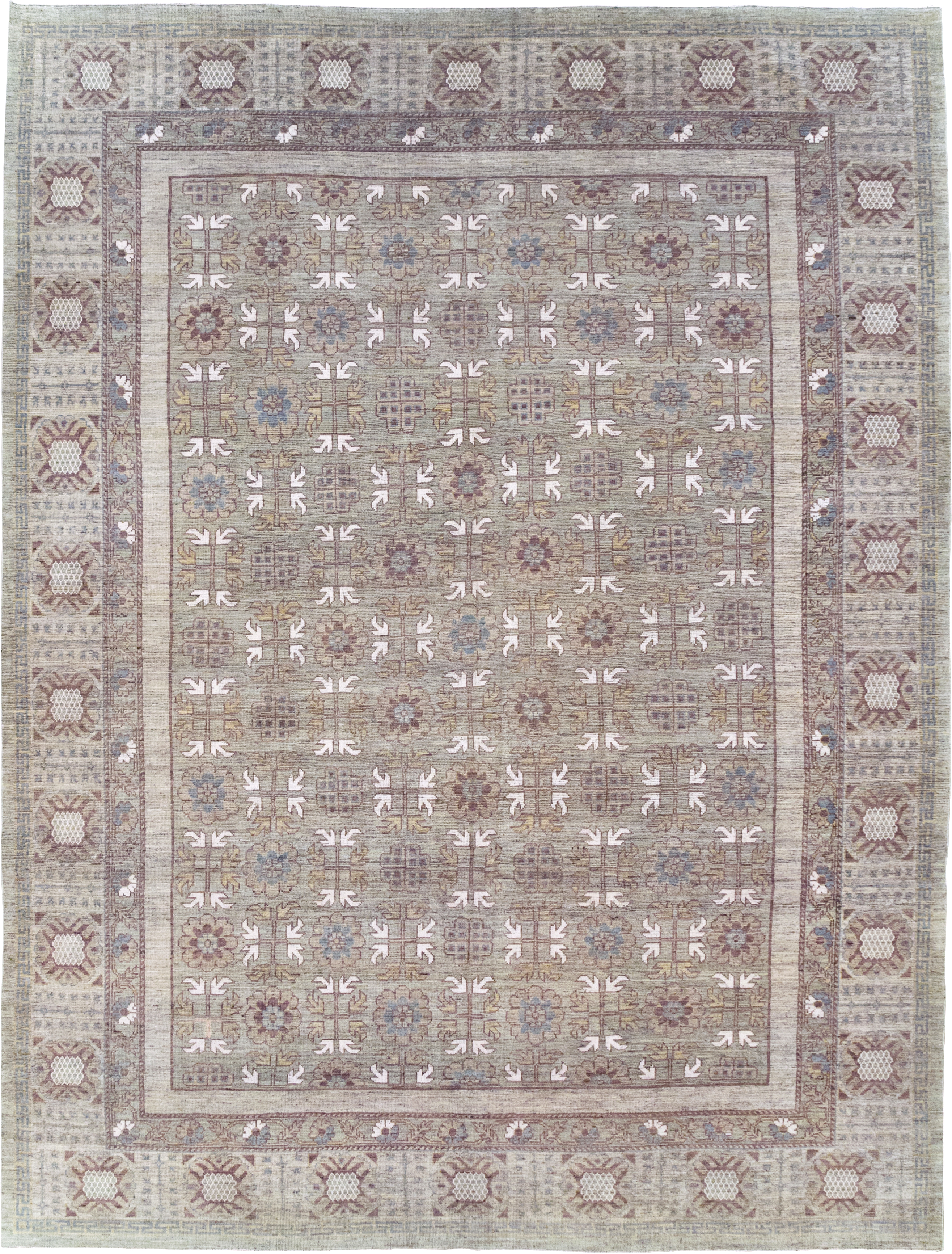 Modern East Turkestan Khotan Room Size Carpet, No.32483 - Gsblank