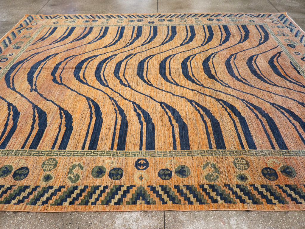 Modern East Turkestan Khotan Room Size Carpet, No.32484 - Gsblank