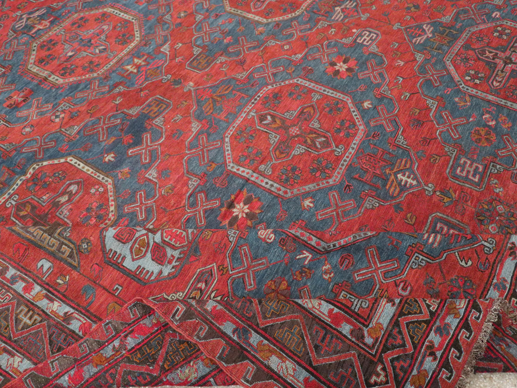Antique Central Asian Soumak Room Size Carpet, No.32489 - Gsblank